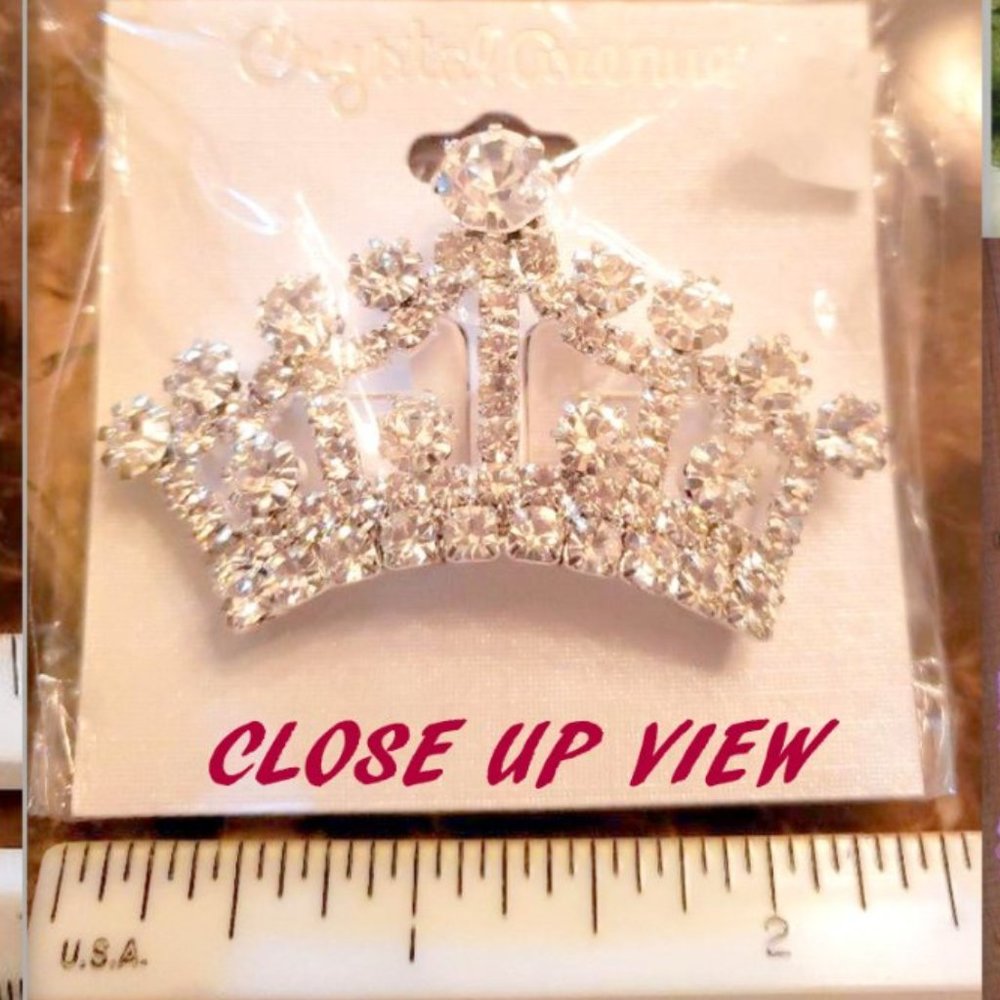 NEW! QTY. 2 RHINESTONE CROWN PINS/BROOCH - Picture 2 of 2